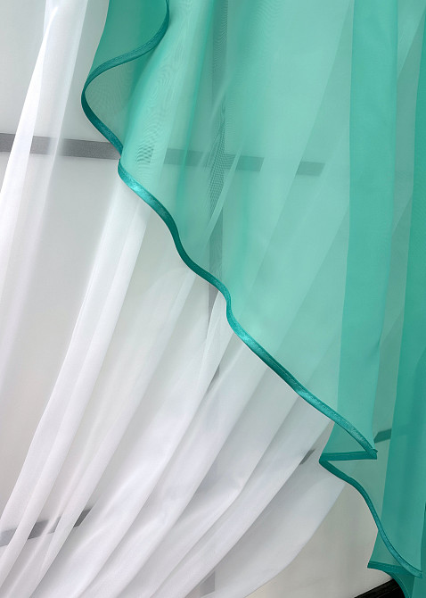 Кухонная занавеска VR-Textil № 069к бирюзовый с белым 280х170 см (52-1194) Киев - изображение 3