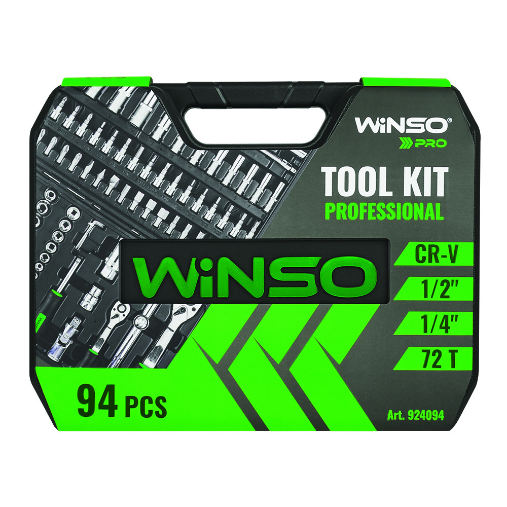 Професійний набір інструментів в кейсі Winso Pro 1/2", 1/4" 72 T, CR-V, 94од. Львів - фото 4