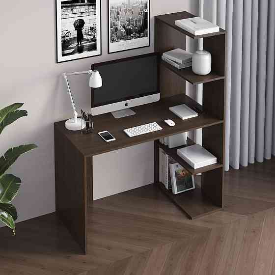 Комп’ютерний стіл VAYS M-17 Венге Темний, письмовий з боковим стелажем зправа, ЛДСП, 120×60×148 см - для дому, навчання, офісу Львів