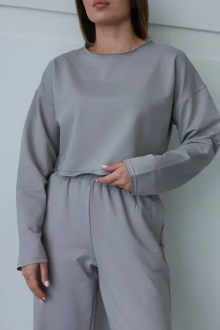 Стильний костюм із кроп-світшотом та прямими штанами Одеса - фото 7