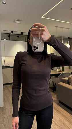 Жіночий базовий теплий гольф-термотрикотаж пума Шоколад Одеса