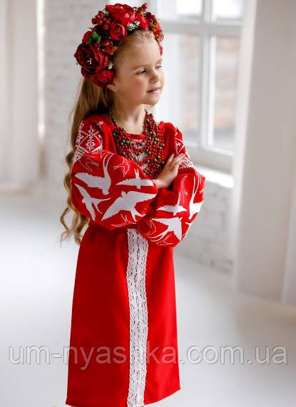 Сукня вишиванка червона з ластівками 98-164 Кривий Ріг - фото 3