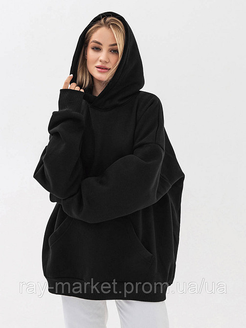 Худи оверсайз утепленное RAY OVERSIZE женское черное (U0404W-Black) 2XS/XS Киев - изображение 1