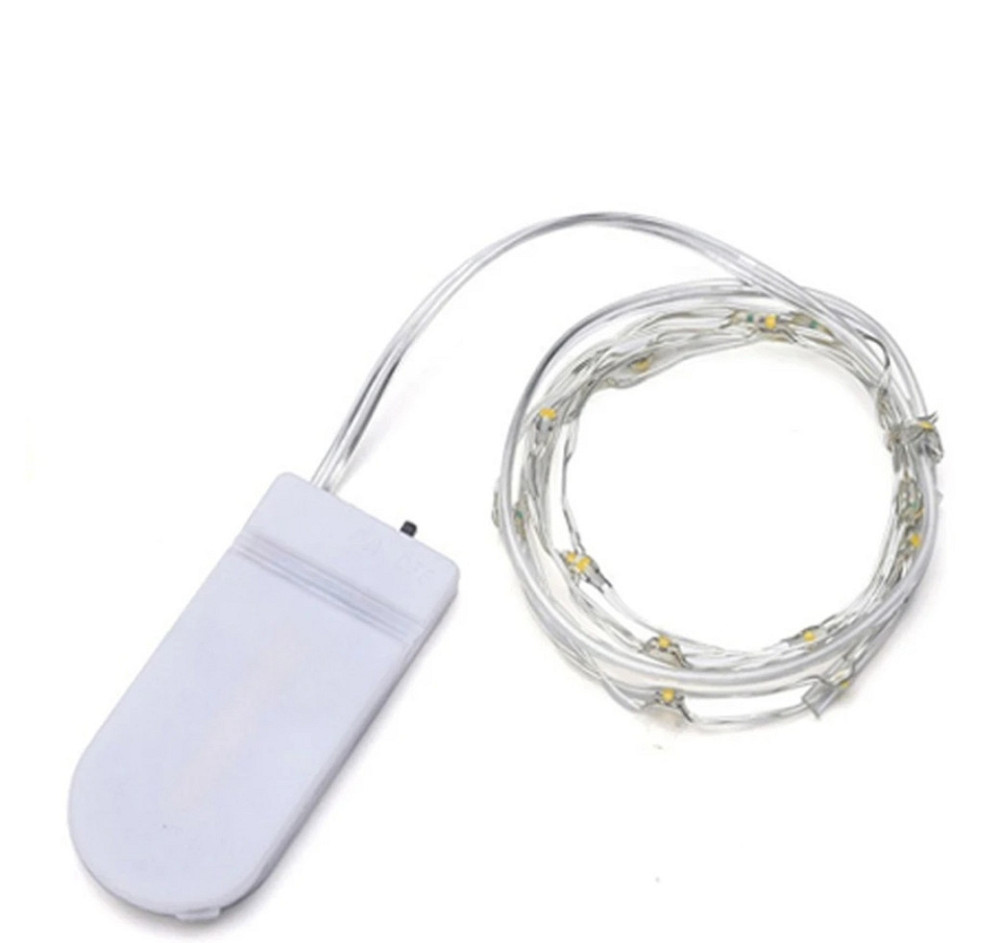 Новогодняя светодиодная гирлянда нить Роса 50 LED 5 метров холодный белый на батарейках 2*CR2032 Киев - изображение 2