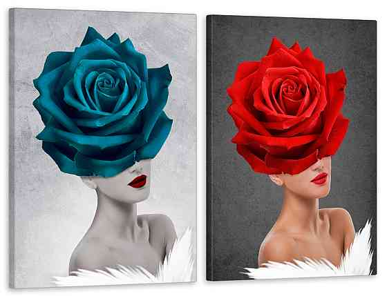 Модульная картина в гостиную / спальню   Дівчина троянда  TLV-2_060 90x132 см Київ