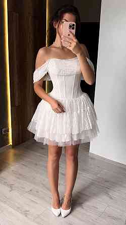 Женская романтичная элегантная корсетная мини-платье с объемным кружевом костюмная+еврофатин Одесса