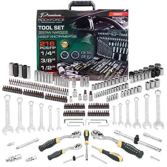 Набір інструментів 216пр. 1/4" 3/8" 1/2" (6гр,12гр) Rockforce RF-38841 Premium Одеса