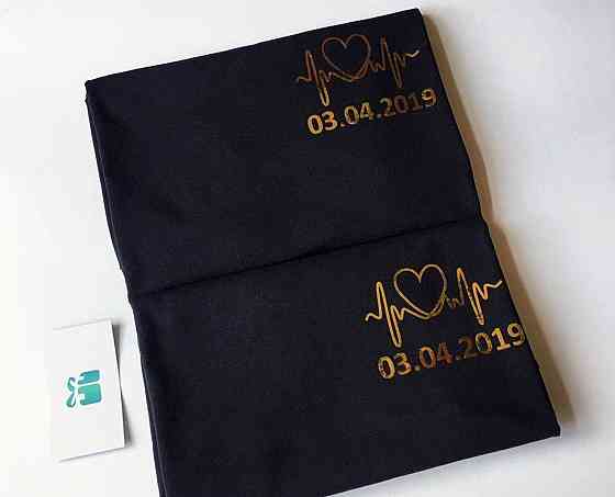 Черные Парные футболки для парня и девушки - с Вашими датами ! Черновцы