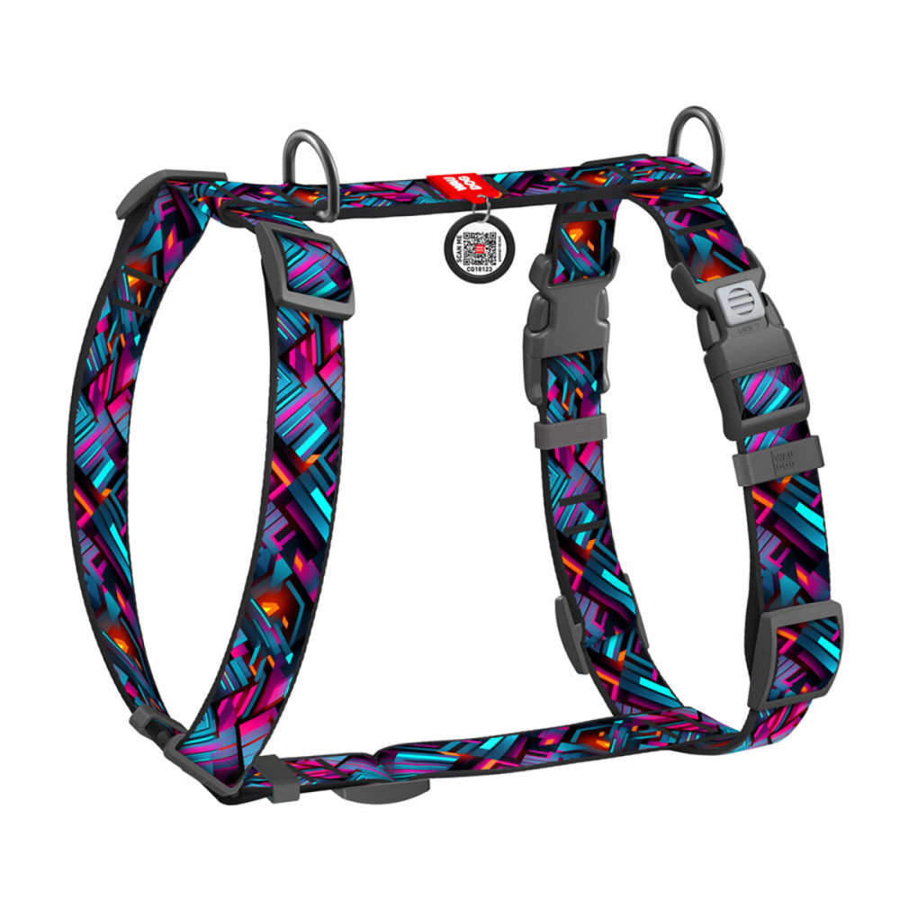 Шлей для собак анатомический H-образный WAUDOG Nylon с QR-паспортом, рисунок 
