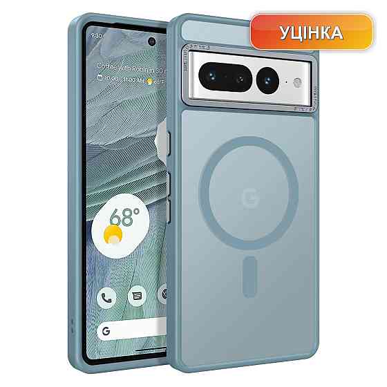 Чохол накладка YINLAI для Google Pixel 7 Pro сумісний з MagSafe прозорий матовий тонкий ударостійкий сіро-синій пластик Київ
