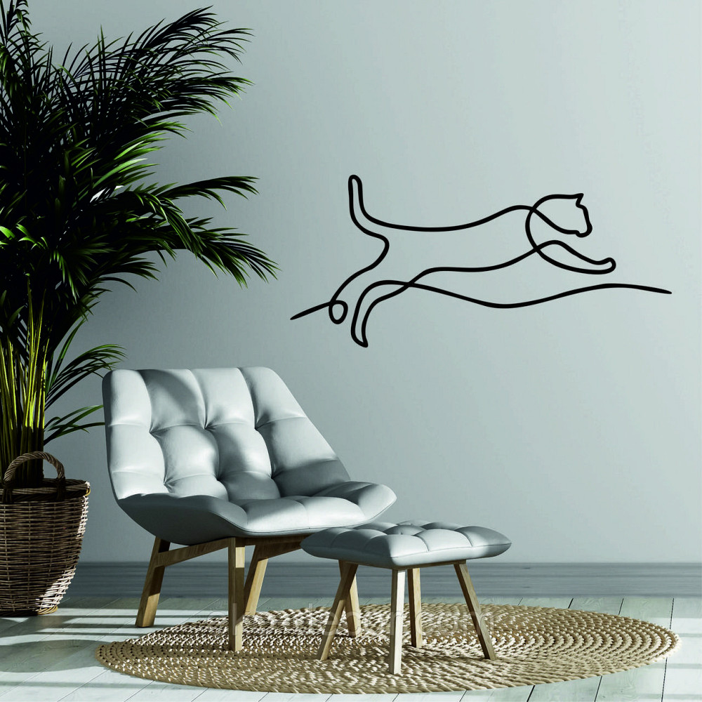 Декоративное настенное 3D Панно «Кот» Декор на стену с объемом 110*50 см, Черный Киев - изображение 3