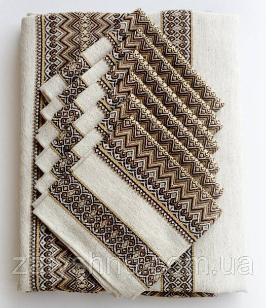 Скатертина для столу коричнева зі серветками Киев - изображение 1