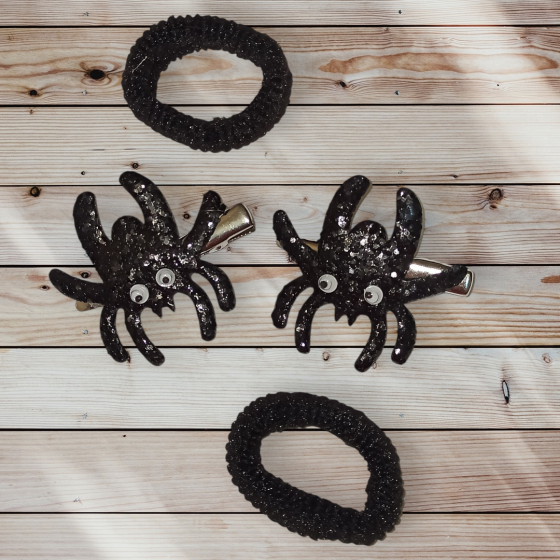 Набір 2 шпильки Павук та 2 резинки для волос на Хелловін чорний Київ