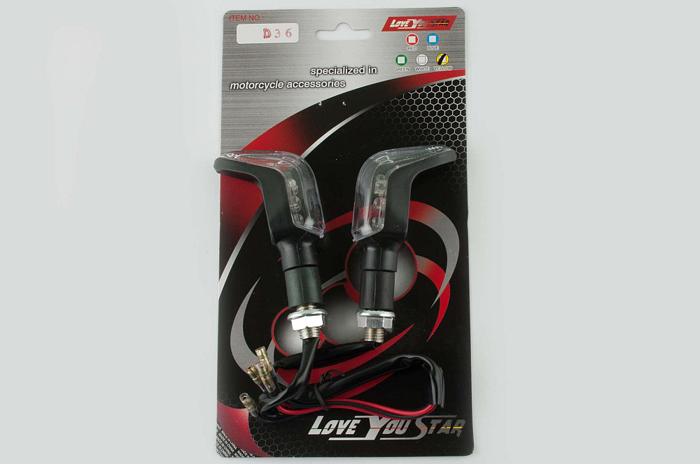 Повороти світлодіодні, гак (пара) (чорні, біле скло) ST Київ - фото 1