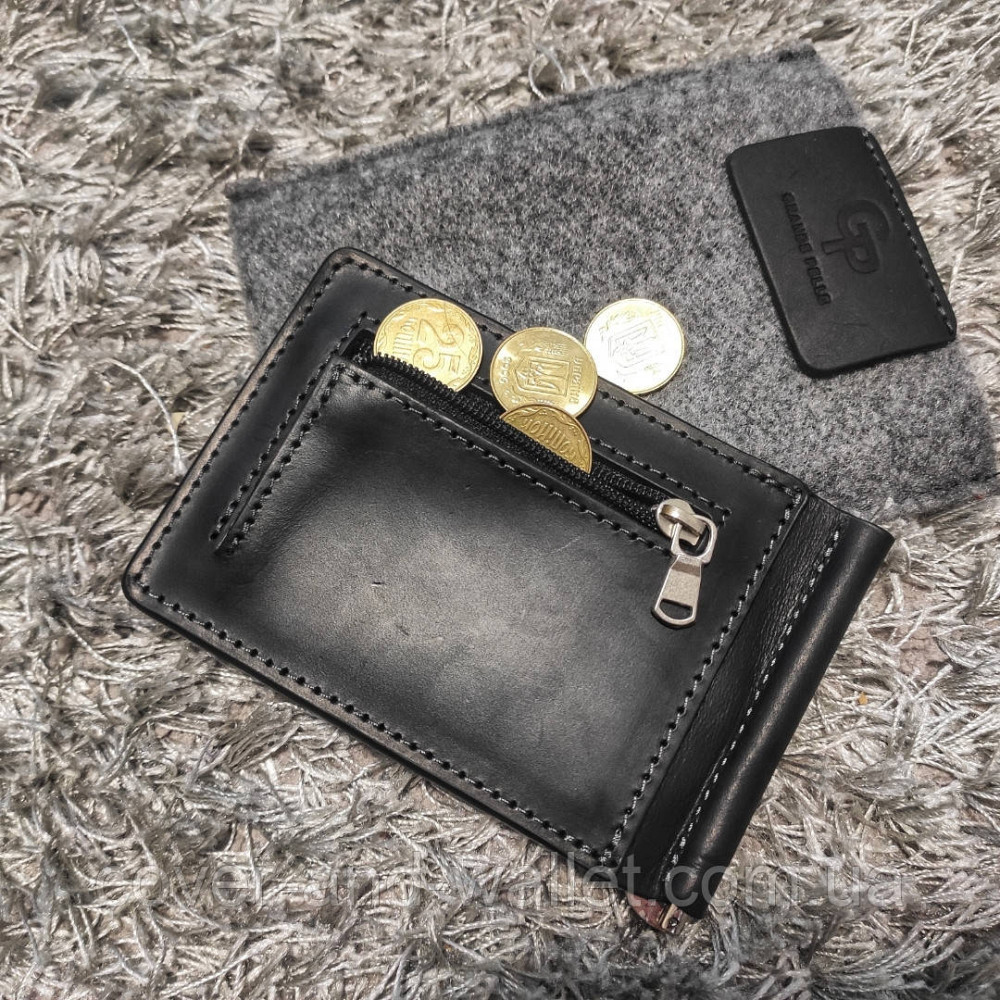 Шкіряний гаманець затискач для купюр та карток з монетницею Grande Pelle Onda Київ - фото 5
