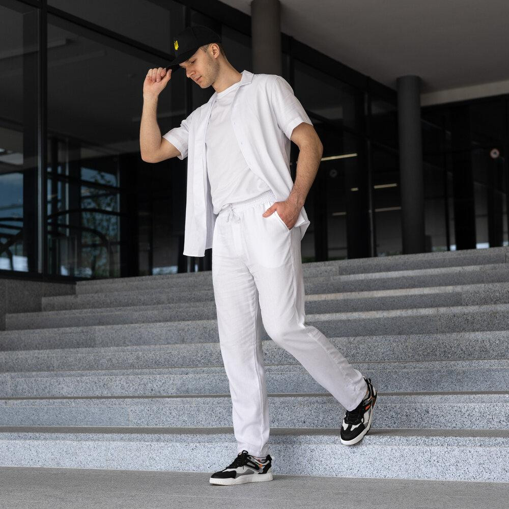 Чоловічі лляні штани вільного крою білі Pobedov Chill Київ - фото 2