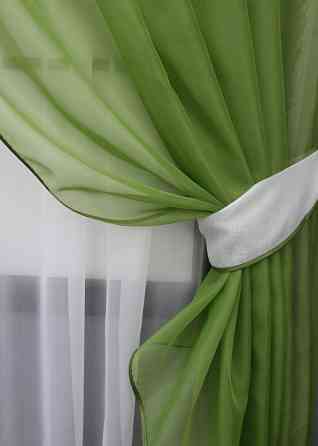 Кухонная занавеска VR-Textil № 018к штора и тюль с ламбрекеном оливковый с белым 270х170 см (52-1012) Киев