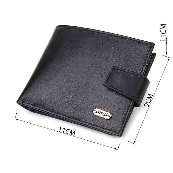 Классическое портмоне для мужчин из натуральной гладкой кожи CANPELLINI 21882 Черное Киев