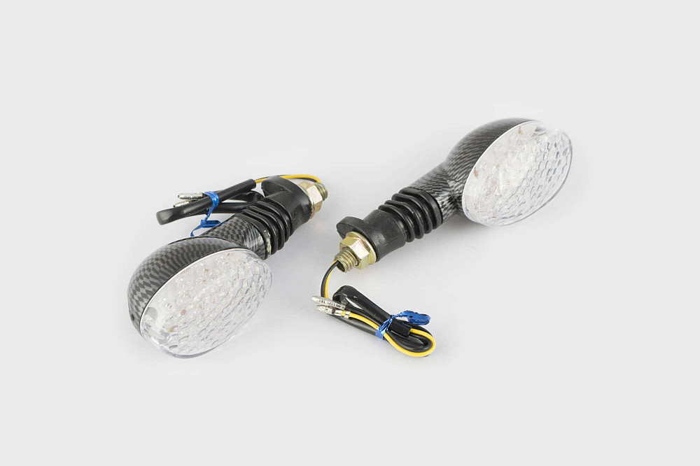 Повороти світлодіодні, овальні (пара) (16 LED, синє світло, карбон, біле скло) GJCT Київ - фото 1