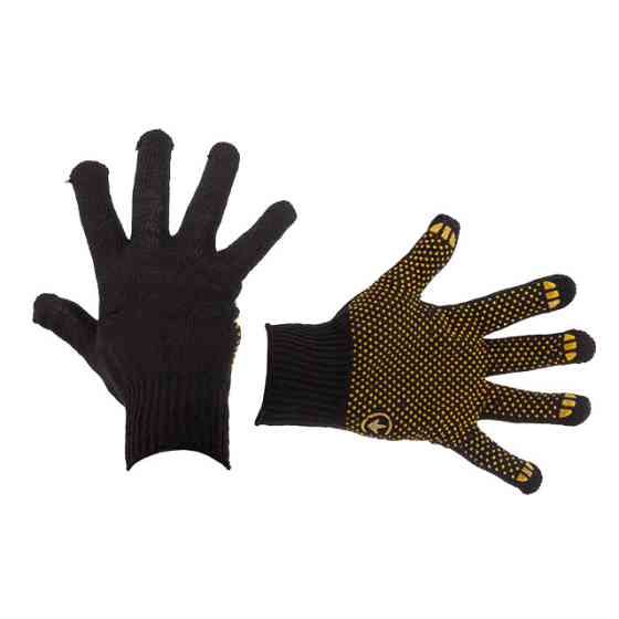 Рукавичка трикотажна, жовті ПВХ крапки, 60% бавовна / 40% поліестер, 10