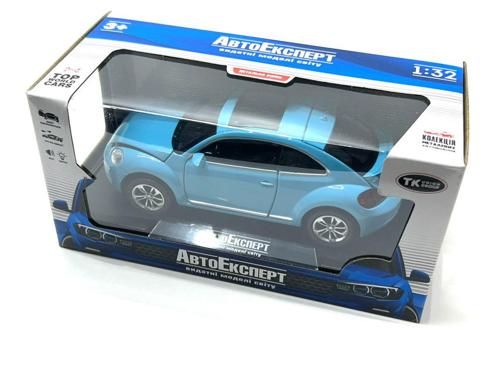 Машинка Автоексперт Volkswagen Beetle 1:32 метал світло/звук відчиняються двері капот багажник Блакитна (12012) Чернігів - фото 8