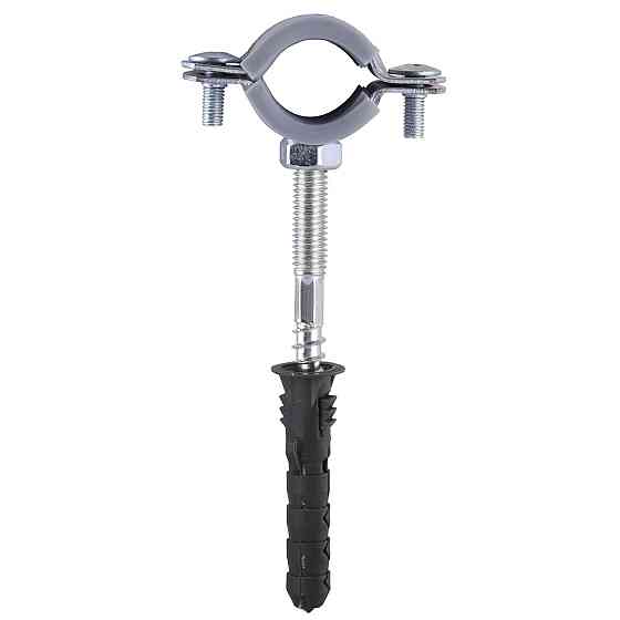 Хомут в сборе CR 1/2″ (20-23мм) с винтом-шурупом 8*80 и дюбелем в уп., серый (000006302) Киев