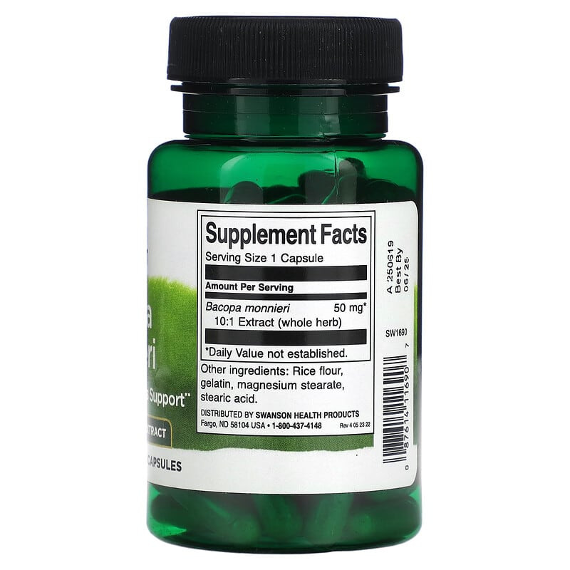 Бакопа Моньє Swanson Bacopa Monnieri 10:1 Extract 50 mg 90 caps Луцк - изображение 2