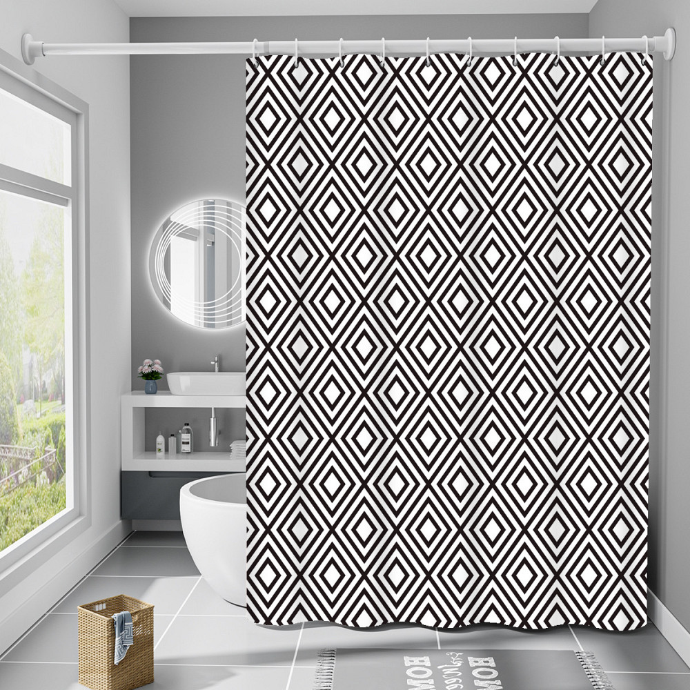 Шторка для ванны из полиэстера водонепроницаемая Bathlux 180x180 см с кольцами, занавеска для ванной комнаты Каменец-Подольский - изображение 1