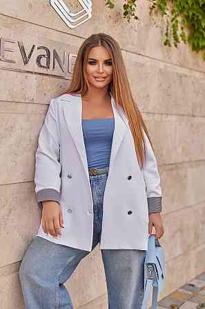 Жіночий базовий піджак на підкладці з манжетами Lavita Батал 54-56, Білий Київ