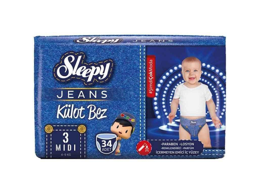 Подгузники-трусики р.3 34шт Jumbo Midi 4-9кг (джинс) ТМ SLEEPY Киев - изображение 1