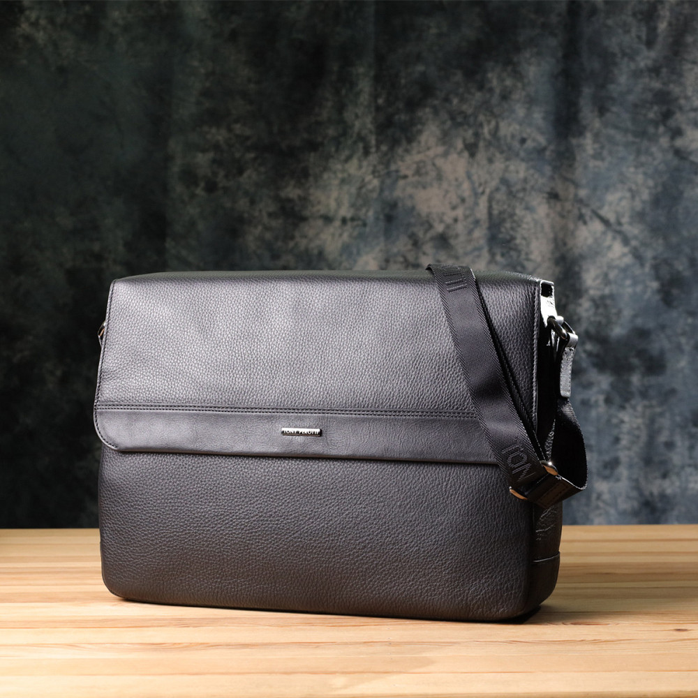 Чоловіча сумка-портфель для ноутбука із зернистої натуральної шкіри Tony Perotti 20864_1 (6036-38 nero) Чорний Київ - фото 9