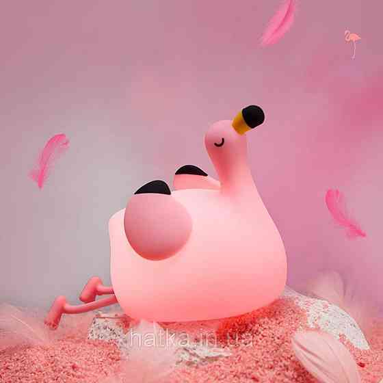 Нічник дитячий силіконовий сенсорний Фламінго VALESO A049 для спальні акумуляторний рожевий Київ