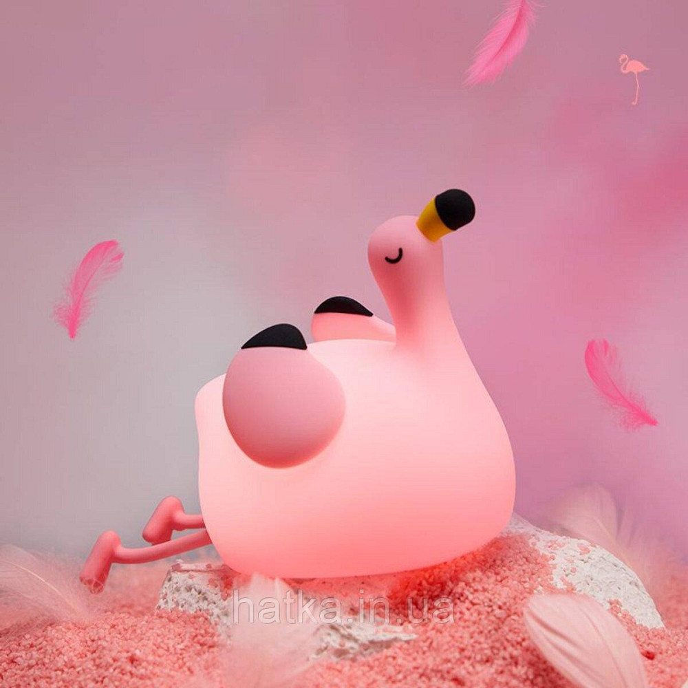 Нічник дитячий силіконовий сенсорний Фламінго VALESO A049 для спальні акумуляторний рожевий Київ - фото 1