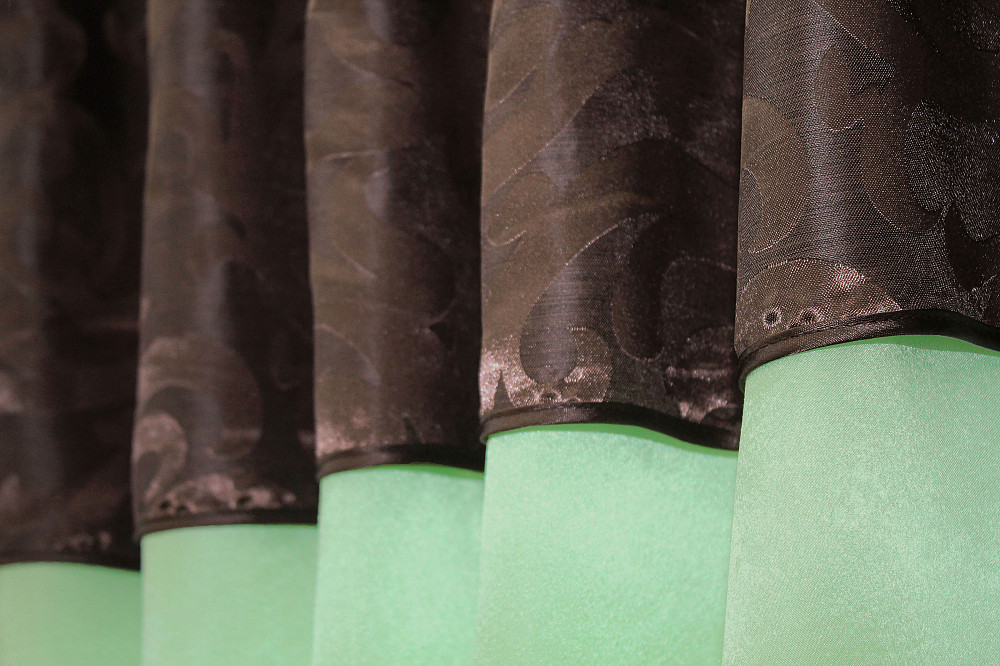 Кухонні штори VR-Textil № 073к з ламбрекеном і підхватами салатовий з коричневим 290х170 см ( 52-0267) Київ - фото 5