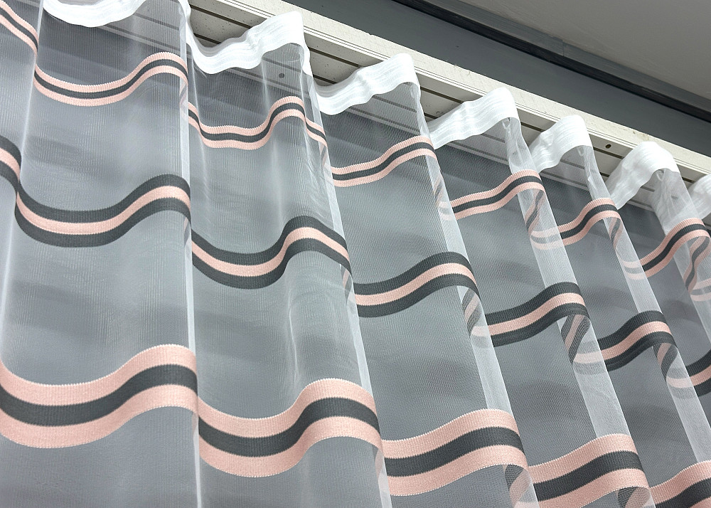 Тюль фатин полосы Цвет пудровый с графитовым 1771т Киев - изображение 7