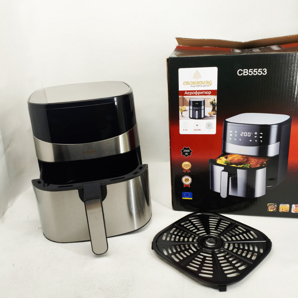 Фритюрница без масла и жира Crownberg CB-5553 6.5Л 1600Вт, Мульти фритюрница, Аэрогриль для мяса QY-70 Львов - изображение 9