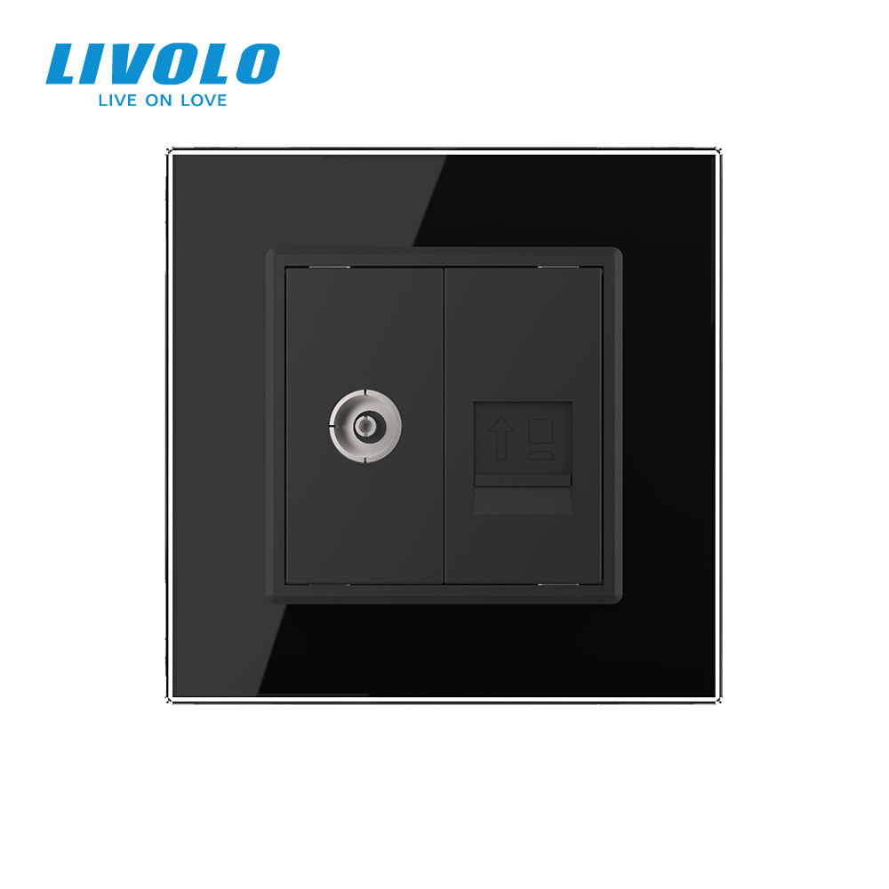 LIVOLO Розетка комп'ютерна RJ-45 і ТБ розетка Livolo чорний скло (VL-C791VC-12) Коломыя - изображение 3