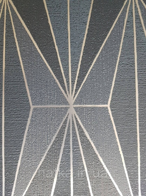 Шпалери вінілові на флізелін Marburg 82177 Giulia геометрія фігури ромби чорні сірі смуги сріблясті 3д Київ - фото 2