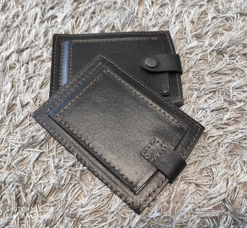 Кожаная обложка для пенсионного удостоверения и прав на кнопке Puos Киев - изображение 7