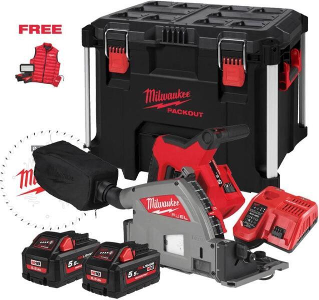 Пила дискова занурювальна акумуляторна безщіткова MILWAUKEE M18 FPS55MC-552P (+ заряд.пристрій, 2 акум., HD Одесса - изображение 1