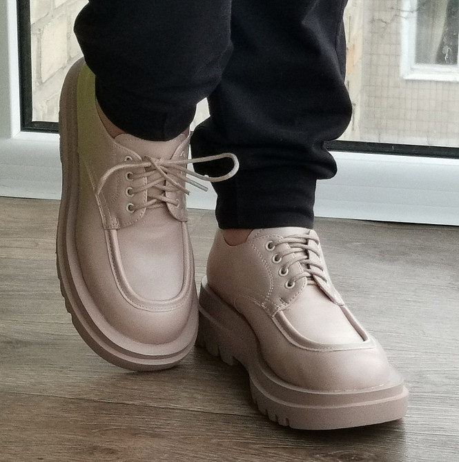 Жіночі Бежеві Туфлі Кросівки на Танкетці Сліпони Шкіряні Мокасини (розміри: 36,37,38,39,40,41) — 6-23х Дніпро - фото 8