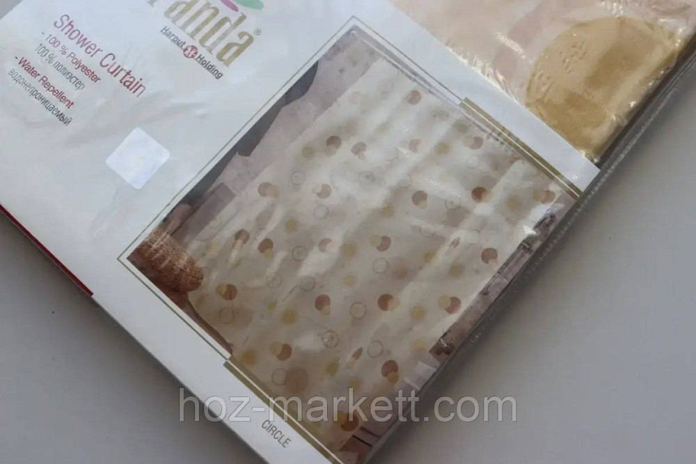 Шторка в ванную тканевая Miranda Circle 180 х 200 см бежевая Харьков - изображение 9
