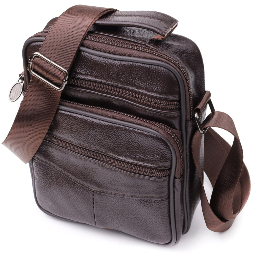 Небольшая вертикальная сумка с ручкой для мужчин из натуральной кожи Vintage 22865 Коричневый Киев - изображение 1