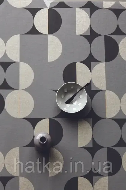 Шпалери вінілові на флізеліні Rasch Clasik 0,53х10 геометрія фігури кола смуги чорні сірі Київ - фото 1