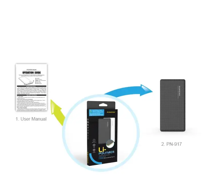 Зовнішній акумулятор Power Bank Pineng PN-917 20000mAh (Чорний) Вінниця - фото 6
