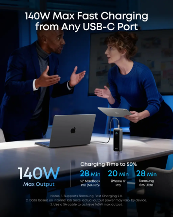 Зовнішній акумулятор Anker Prime Power Bank 20000 мА·год 220W, PD 140W, 3 порти, дисплей, швидка зарядка Київ