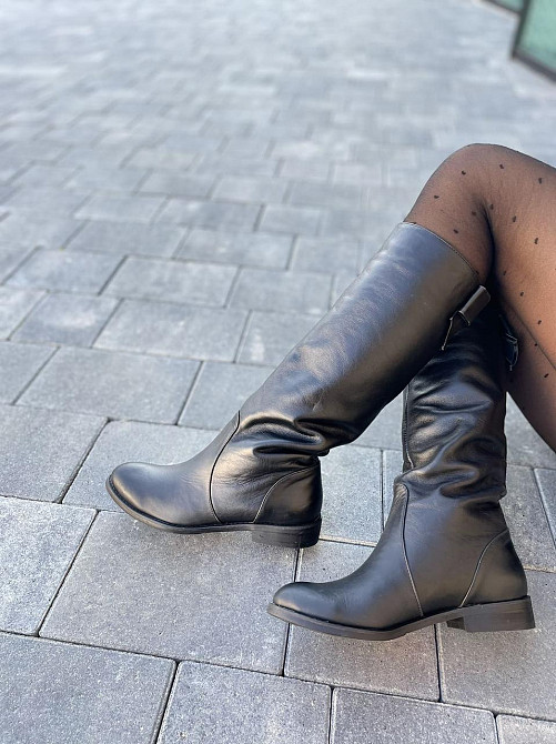 Чоботи жіночі BOGATKO чорні натуральна шкіра висота 36см обхват 36-38см (3895) Коломыя - изображение 10