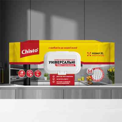 Серветки для прибирання Chisto Вологі універсальні з клапаном 54 шт. (4823098412373) Вінниця