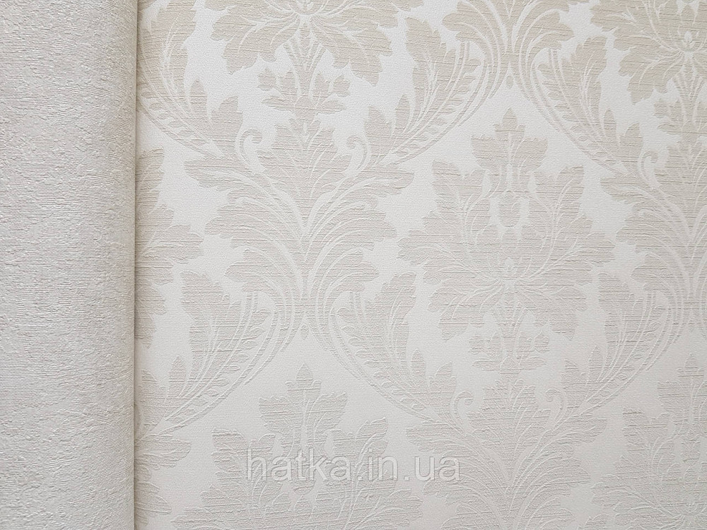 Шпалери вінілові на флізеліні Grandeco Time метрові структурні вензелю завитки золотисті на біло молочному Київ - фото 2