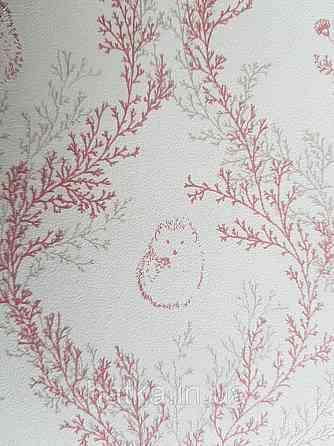 Шпалери флізелінові дитячі еко Lutece Tartine et Chocolat ніжні квіти гілочки бордові сірі на білому Київ